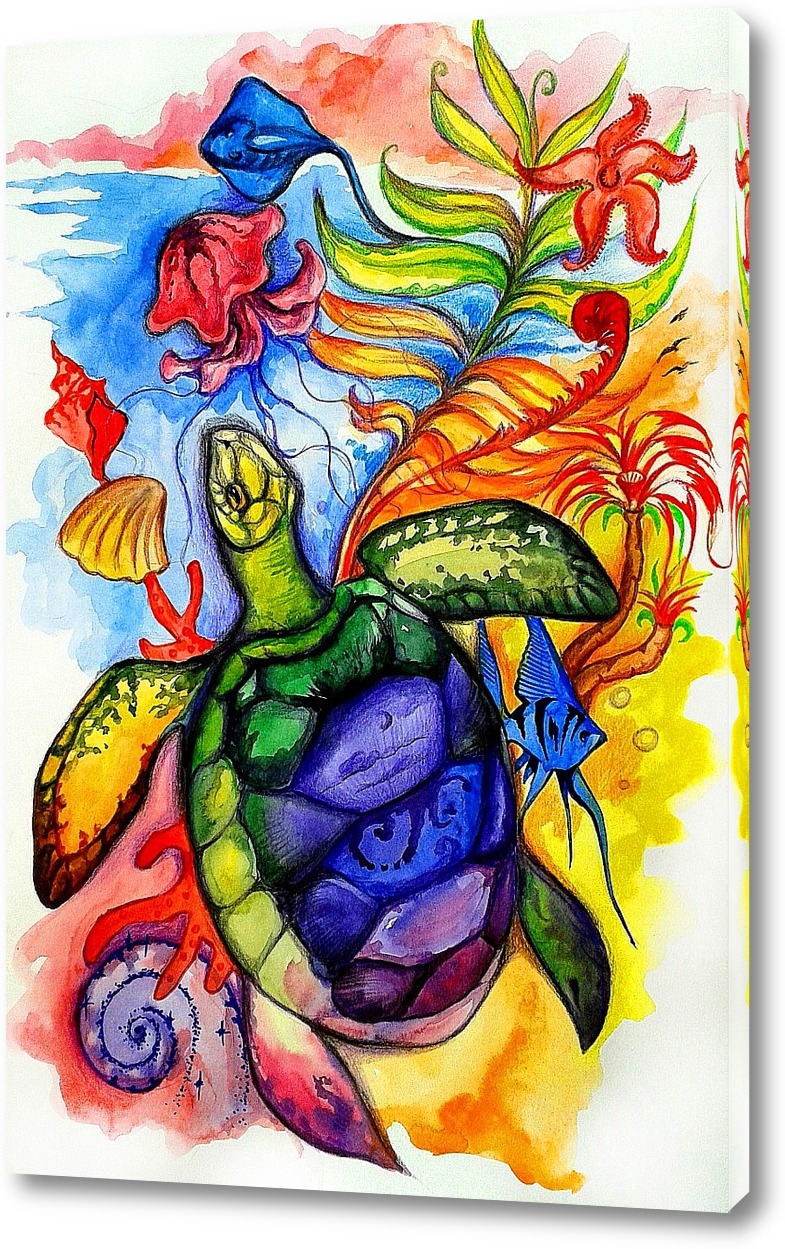 Рисунок черепахи красками