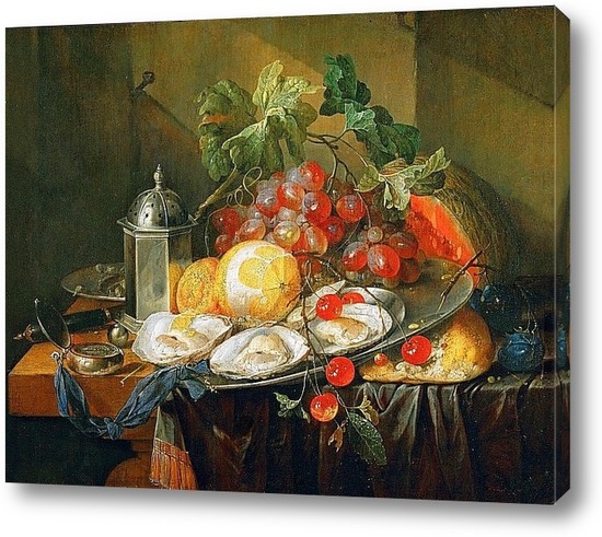 Картина Натюрморт с фруктами, устрицами и карманными часами