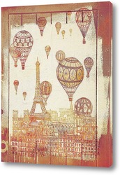   Картина Париж с воздушными шарами