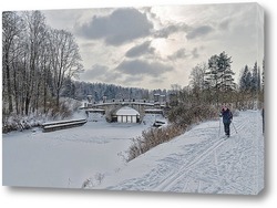   Картина Зима в Павловске. Висконтиев мост.