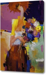   Картина Девушка с букетом цветов
