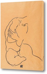   Картина Сидящая голая обнаженная, без головы, 1918