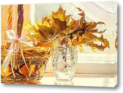   Картина Осенний натюрморт с кленовыми листьями