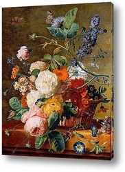   Картина Корзина с цветами и бабочками
