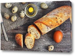   Картина Натюрморт с хлебом и перепелиными яйцами. 