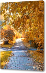   Картина Аллея с красивыми осенним деревьями