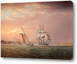   Картина Американские корабли на побережье