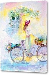   Картина Девушка и велосипед