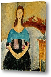   Картина Портрет Жанны Эбютерн, сидя, 1918