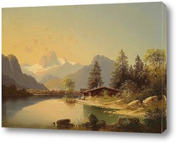   Картина Домик на озере