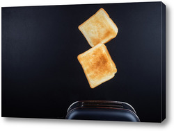   Картина тостер для выпечки хлеба прыгает на черном фоне