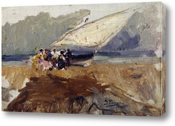   Картина Лодка на пляже Кабаньяс (Валенсия), 1880