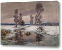  Зимний пейзаж с потоком