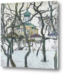   Картина Зимняя сцена с церковью