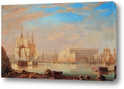  Картина Вид на пристань и Стокгольмский королевский дворец