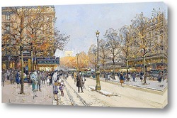  Современный Париж. Тюильри, Лувр и улицей Риволи, вид из сада Тюильри