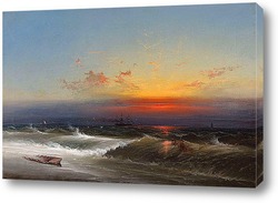   Картина Вечер на берегу моря, 1864