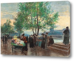   Картина Торговцы на берегу Сены, Париж