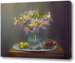   Картина Нежно розовые лилейники в вазе