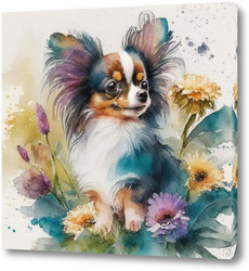   Картина Собака-бабочка (папийон)