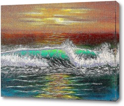    Картина маслом. Закат на море. Холст 50х60.