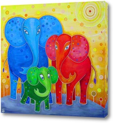    Семья слонов