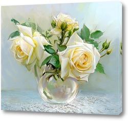  Розы в стеклянной вазочке
