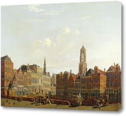  Картина Утрехт.Ратуша с мостом и окружающей средой