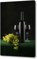   Картина Натюрморт с виноградом и вином в бокалах