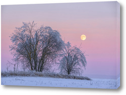   Картина "Зимний пейзаж с луной".
