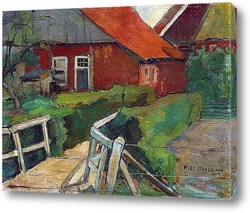   Картина Фермерские здания с мостом
