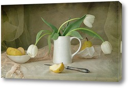   Картина Груши с белыми тюльпанами