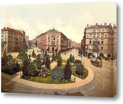   Картина Фридрих-Вильгельм Платц, Кассель, Гессен-Нассау, Германия.1890-1900 гг