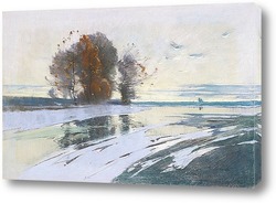   Картина Зимнее небо в отражении озера