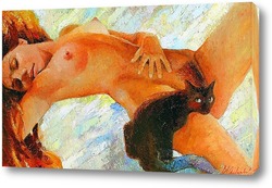   Картина Черный Кот с синим хвостом
