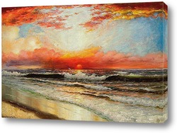   Картина Прибрежный пейзаж, закат