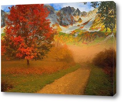   Картина дорога в осень
