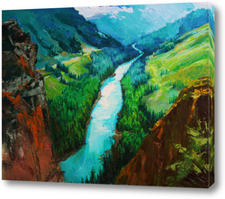   Картина Бирюзовая река Катунь, картина реки