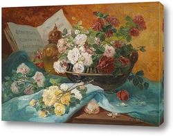  Натюрморт с цветами на мраморном выступе