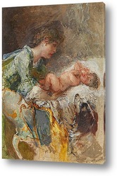   Картина Мать и ребенок с собакой