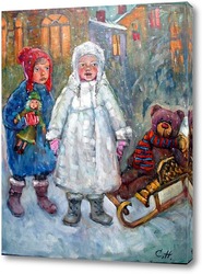   Картина Девочки на снегу