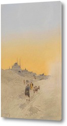  Картина Пустынный городок с мечетью