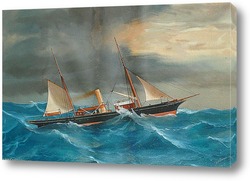    Русская яхта во время шторма