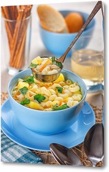   Картина Куриный суп с макаронами.