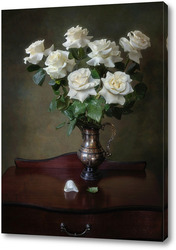   Картина Натюрморт с букетом белых  роз