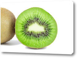    Fresh cut green kiwi fruit isolated on white