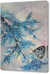   Картина Бабочка в синих цветах