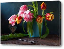   Картина Натюрморт с тюльпанами и ножницами