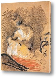   При одевании. Рисунок пастель ,тушь , уголь