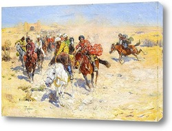 Черкесские всадники, пересекающие реку